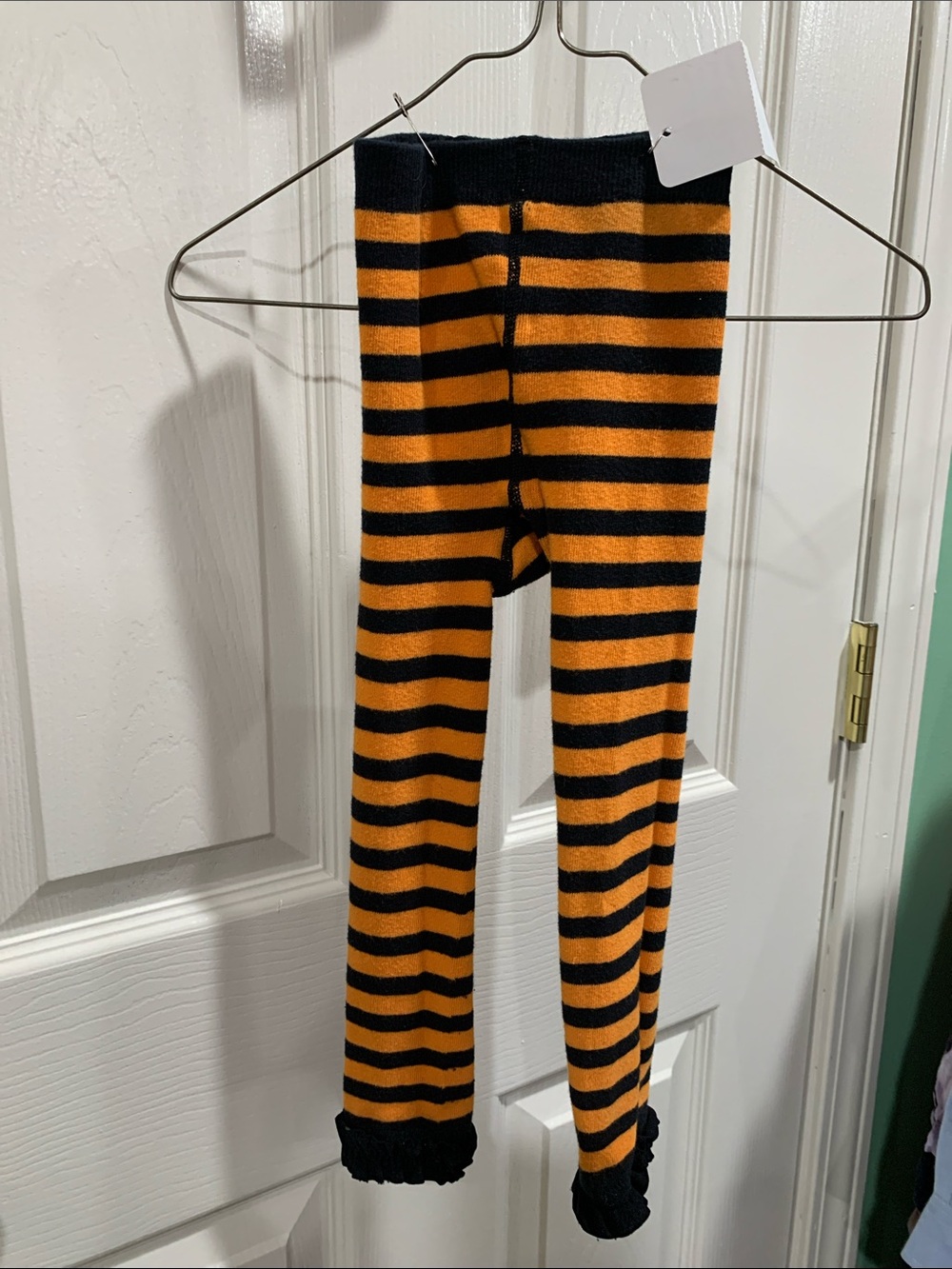 Ruffle Butts Black and Orange Striped Leggings
